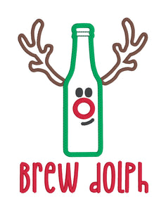 Brew Dolph Applique machine embroidery design (4 sizes included) DIGITAL DOWNLOAD