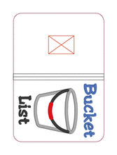 Load image into Gallery viewer, Bucket list applique notebook cover (2 sizes available) machine embroidery design DIGITAL DOWNLOAD