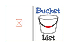 Load image into Gallery viewer, Bucket list applique notebook cover (2 sizes available) machine embroidery design DIGITAL DOWNLOAD