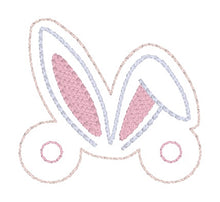 Load image into Gallery viewer, Bunny Ears Shoe Charm machine embroidery design (3 versions included) DIGITAL DOWNLOAD
