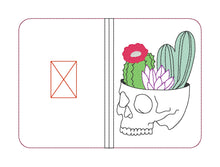Load image into Gallery viewer, Cactus Skull Sketchy Notebook Cover (2 sizes available) machine embroidery design DIGITAL DOWNLOAD