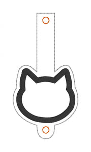 Cat applique Wallet tab (2 sizes included) machine embroidery design DIGITAL DOWNLOAD
