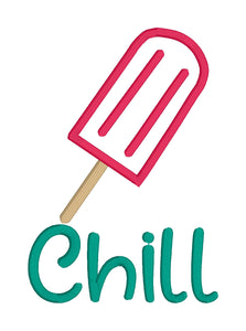 Chill (sketch fill and applique versions included; 5 sizes included) machine embroidery design DIGITAL DOWNLOAD