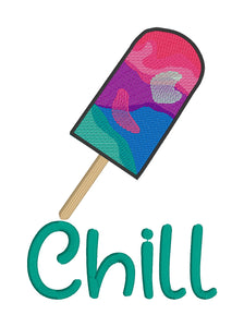 Chill (sketch fill and applique versions included; 5 sizes included) machine embroidery design DIGITAL DOWNLOAD