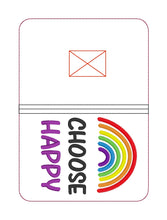 Load image into Gallery viewer, Choose happy sketchy rainbow notebook cover (2 sizes available) machine embroidery design DIGITAL DOWNLOAD