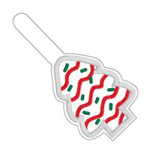 Load image into Gallery viewer, Christmas Cake applique snap tab (single &amp; multi files included) machine embroidery design DIGITAL DOWNLOAD