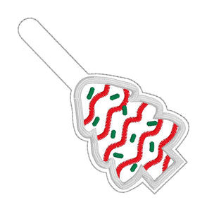 Christmas Cake applique snap tab (single & multi files included) machine embroidery design DIGITAL DOWNLOAD