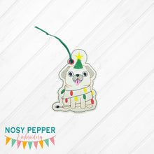 Load image into Gallery viewer, Christmas pug ornament 4x4 machine embroidery design machine embroidery design DIGITAL DOWNLOAD