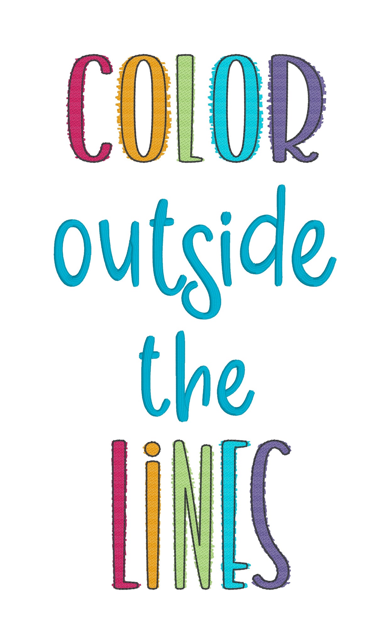 Color Outside The Lines sketchy machine embroidery design (4 sizes inc ...