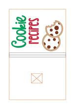 Load image into Gallery viewer, Cookie Recipe appliqué notebook cover machine embroidery design (2 sizes available) DIGITAL DOWNLOAD