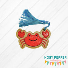 Load image into Gallery viewer, Crab applique bookmark 4x4 machine embroidery design DIGITAL DOWNLOAD