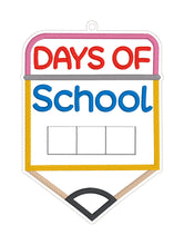 Load image into Gallery viewer, Days of school ITH sign (4 sizes included) machine embroidery design DIGITAL DOWNLOAD
