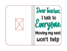 Load image into Gallery viewer, Dear Teacher notebook cover (2 sizes available) machine embroidery design DIGITAL DOWNLOAD