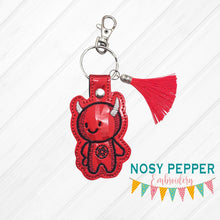 Load image into Gallery viewer, Demon snap tab (single &amp; multi file included) machine embroidery design DIGITAL DOWNLOAD