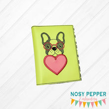 Load image into Gallery viewer, Doggie Applique Notebook Cover (2 sizes available) machine embroidery design DIGITAL DOWNLOAD