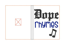 Load image into Gallery viewer, Dope Rhymes notebook cover (2 sizes available) machine embroidery design DIGITAL DOWNLOAD