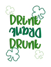 Load image into Gallery viewer, Drink Drank Drunk machine embroidery design (4 sizes included) DIGITAL DOWNLOAD