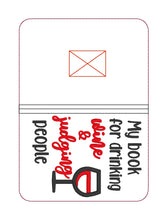 Load image into Gallery viewer, Drinking wine and judging applique notebook cover (2 sizes available) machine embroidery design DIGITAL DOWNLOAD