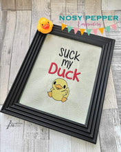 Load image into Gallery viewer, Suck my Duck machine embroidery design (5 sizes included) DIGITAL DOWNLOAD