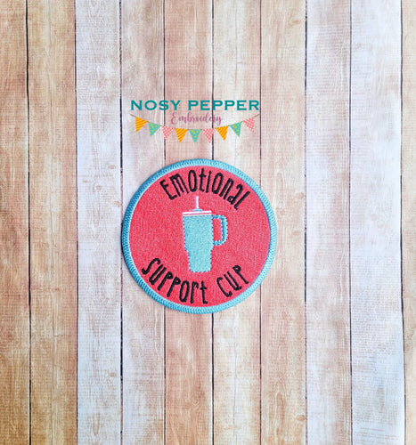 Emotional Support Cup Patch machine embroidery design