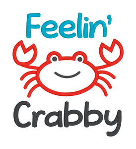 Feelin' crabby applique machine embroidery design (4 sizes included) DIGITAL DOWNLOAD