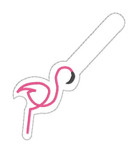 Load image into Gallery viewer, Flamingo Minimalist Snap tab (Single and Multi included) machine embroidery design DIGITAL DOWNLOAD