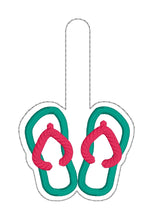 Load image into Gallery viewer, Flip flop applique snap tab (single &amp; multi files included) machine embroidery design DIGITAL DOWNLOAD