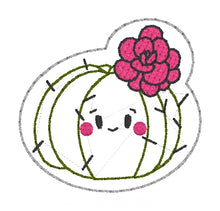 Load image into Gallery viewer, Flower Cactus feltie (single &amp; multi file included) machine embroidery design DIGITAL DOWNLOAD