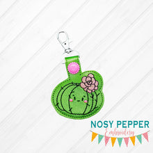 Load image into Gallery viewer, Flower Cactus Snap tab (single &amp; multi file included) machine embroidery design DIGITAL DOWNLOAD