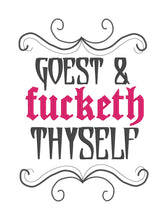 Load image into Gallery viewer, F*cketh Thyself machine embroidery design (4 sizes included) DIGITAL DOWNLOAD