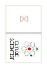 Load image into Gallery viewer, Future Scientist notebook cover (2 sizes available) machine embroidery design DIGITAL DOWNLOAD