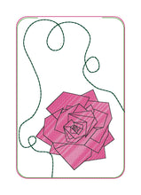 Load image into Gallery viewer, Geo Rose mug rug (2 versions &amp; 4 sizes included) machine embroidery design DIGITAL DOWNLOAD