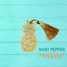 Load image into Gallery viewer, Pineapple Bookmark/Ornament set 4x4 machine embroidery design DIGITAL DOWNLOAD