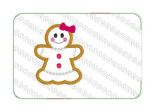 Load image into Gallery viewer, Gingerbread ITH mug rug set of 2 designs (4 sizes included) machine embroidery design DIGITAL DOWNLOAD