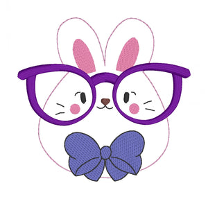 Glasses Bunny machine embroidery design (5 sizes included) DIGITAL DOWNLOAD