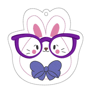Glasses Bunny Bookmark machine embroidery design DIGITAL DOWNLOAD