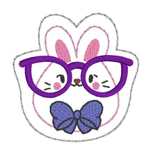Load image into Gallery viewer, Glasses Bunny feltie (single &amp; multi included) machine embroidery design DIGITAL DOWNLOAD