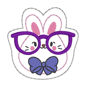 Glasses Bunny feltie (single & multi included) machine embroidery design DIGITAL DOWNLOAD