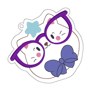 Glasses Kitty Bookmark machine embroidery design DIGITAL DOWNLOAD