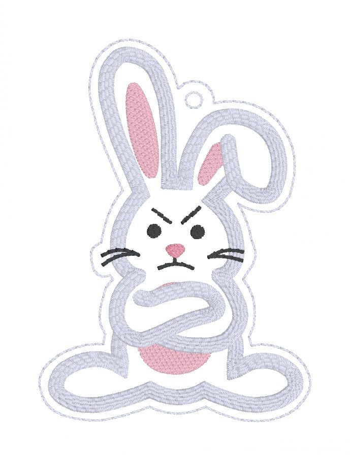 Grumpy Bunny applique bookmark/bag tag/ornament machine embroidery des ...