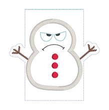 Load image into Gallery viewer, Grumpy Snowman Applique Card holder machine embroidery design 4x4 DIGITAL DOWNLOAD