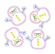 Load image into Gallery viewer, Grumpy Snowman feltie machine embroidery file (single &amp; multi file included) DIGITAL DOWNLOAD