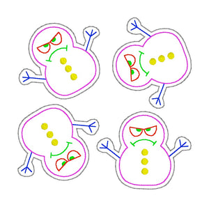 Grumpy Snowman feltie machine embroidery file (single & multi file included) DIGITAL DOWNLOAD