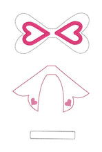 Load image into Gallery viewer, Heart applique ITH Bow (2 hoop sizes included) machine embroidery design DIGITAL DOWNLOAD