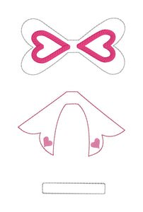 Heart applique ITH Bow (2 hoop sizes included) machine embroidery design DIGITAL DOWNLOAD