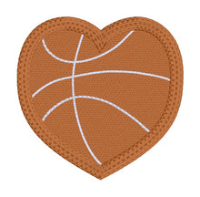 Load image into Gallery viewer, Basketball Heart Patch machine embroidery file (2 sizes included) DIGITAL DOWNLOAD