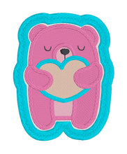 Load image into Gallery viewer, Heart Bear Patch machine embroidery design (2 sizes included) DIGITAL DOWNLOAD