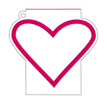 Load image into Gallery viewer, Heart applique Card holder 2 versions included 4x4 machine embroidery design DIGITAL DOWNLOAD
