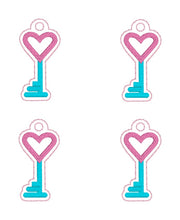 Load image into Gallery viewer, Heart lock applique ITH Bag and charm machine embroidery design (5 sizes available) DIGITAL DOWNLOAD