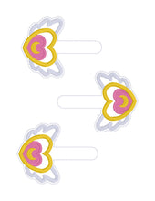Load image into Gallery viewer, Heart Moon applique eyelet fob and snap tab set machine embroidery design DIGITAL DOWNLOAD